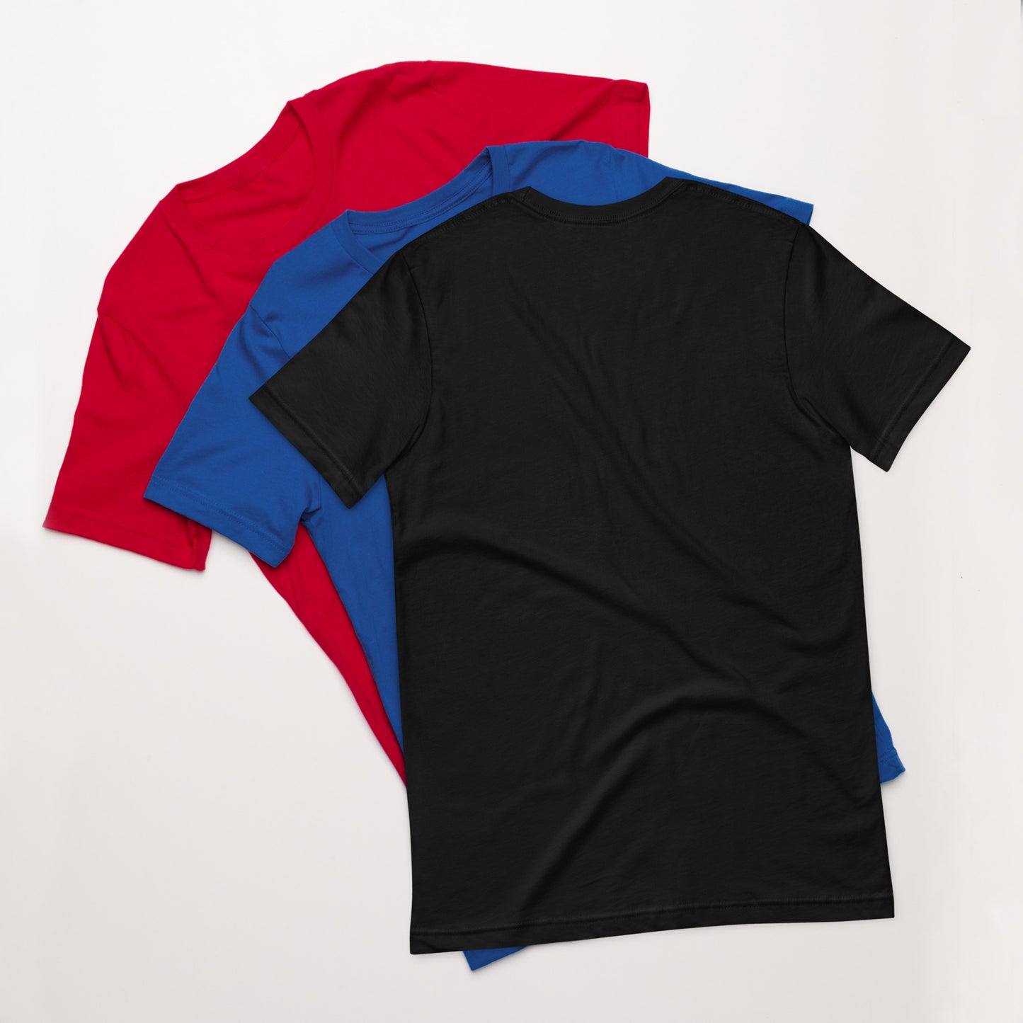 Black TV Male Unisex Tshirt (D9 Red and Blue with White letters options)