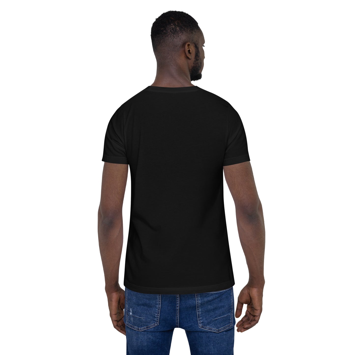Black TV Male Unisex Tshirt (D9 Red and Blue with White letters options)