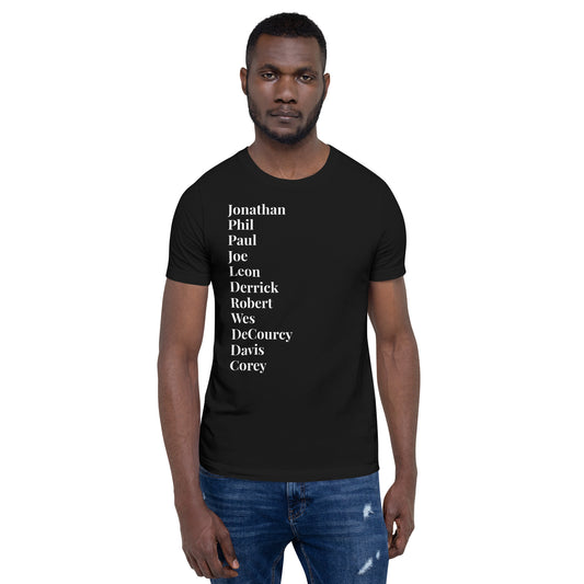 Black TV Male Unisex Tshirt (D9 Red and Blue with White letters options)