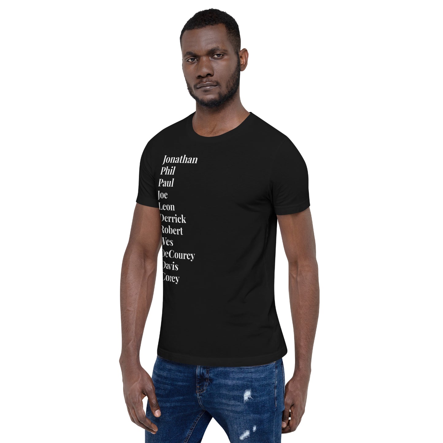 Black TV Male Unisex Tshirt (D9 Red and Blue with White letters options)