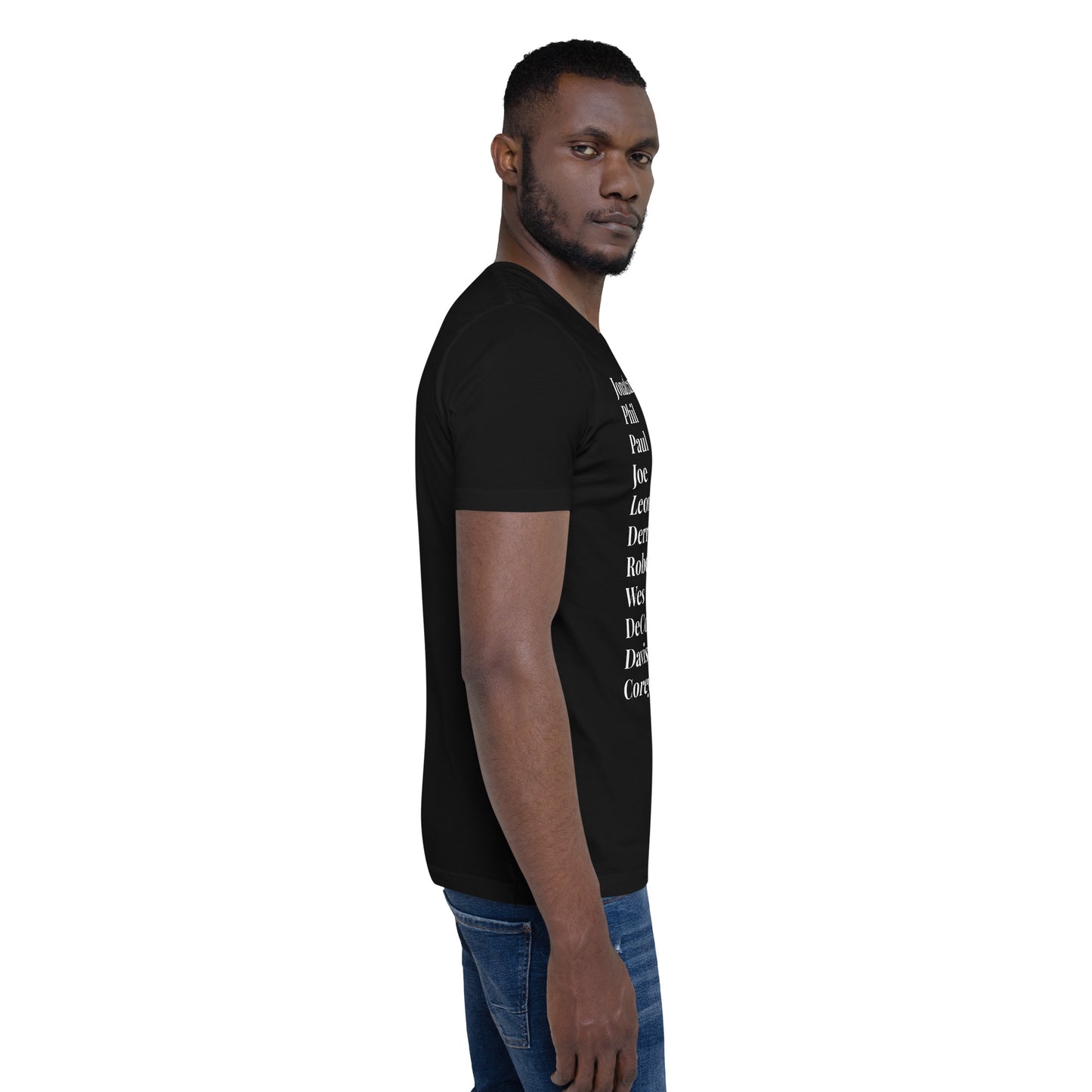 Black TV Male Unisex Tshirt (D9 Red and Blue with White letters options)