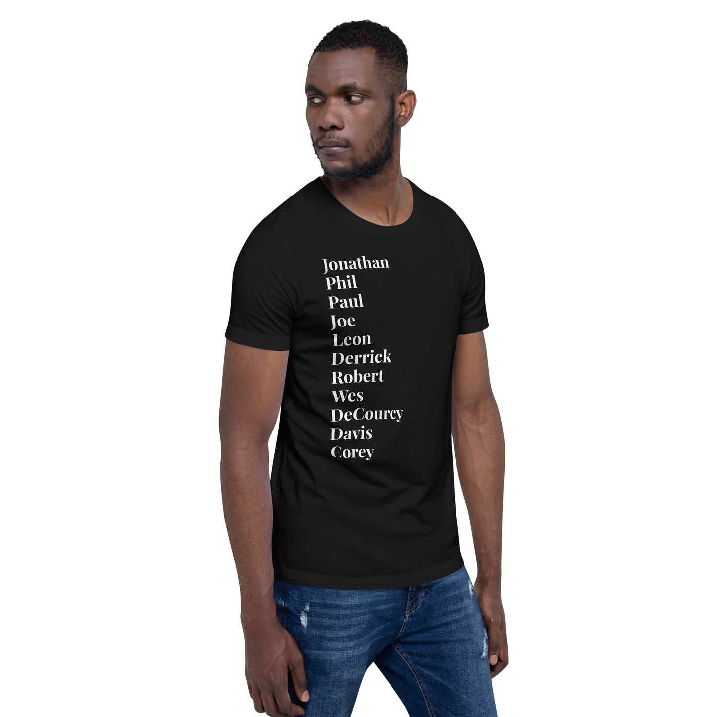 Black TV Male Unisex Tshirt (D9 Red and Blue with White letters options)