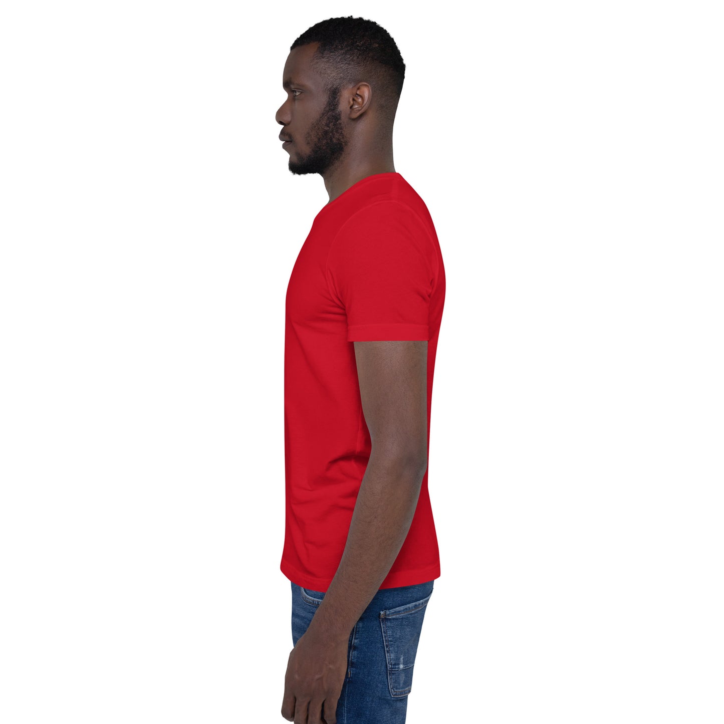 Black TV Male Unisex Tshirt (D9 Red and Blue with White letters options)