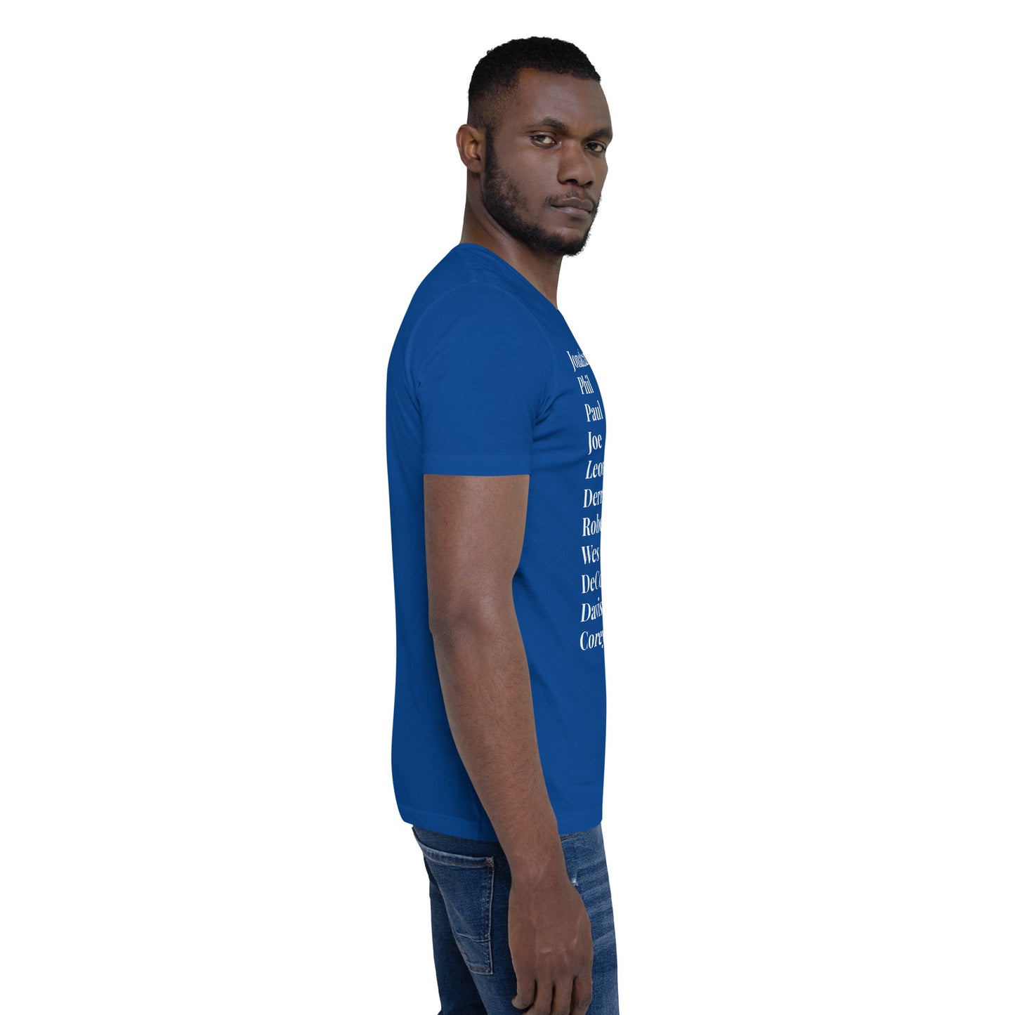 Black TV Male Unisex Tshirt (D9 Red and Blue with White letters options)