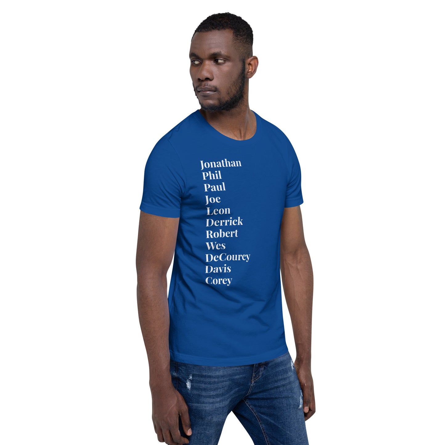 Black TV Male Unisex Tshirt (D9 Red and Blue with White letters options)