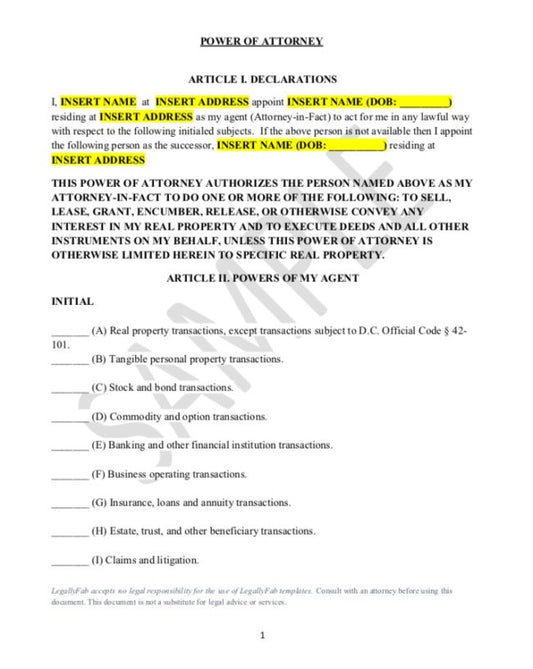 Power of Attorney (Business)